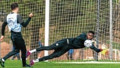 Feuertaufe für Sturm-Tormann Arthur Okonkwo - die Bullen warten! (Bild: GEPA pictures)