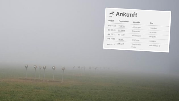 Dichter Nebel sorgte am Freitagvormittag am Innsbrucker Airport für Probleme. (Bild: zeitungsfoto.at)