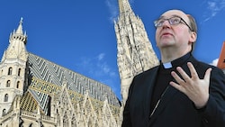 In den Stephansdom, Sitz des Erzbischofs von Wien, dürfte erst im Herbst 2024 ein neuer Oberhirte einziehen - möglicherweise der amtierende Innsbrucker Bischof Hermann Glettler. (Bild: Manuel Schwaiger, Christof Birbaumer, Krone KREATIV)