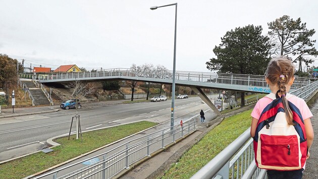 Bei der Brücke über den Flötzersteig in Penzing ist es zu dem Vorfall gekommen. (Bild: Klemens Groh, stock.adobe.com, Krone KREATIV)