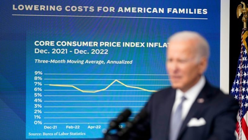 Wirkt bereits die protektionistische Politik von US-Präsident Joe Biden? Die Inflation ist zuletzt zurückgegangen. (Bild: AP)