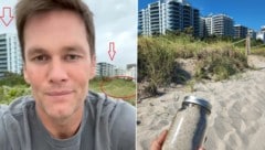 Vom exakten Rücktritts-Ort von NFL-Superstar Tom Brady soll der Sand versteigert werden. (Bild: twitter.com/TomBrady, eBay-Screenshot, krone.at/grafik)