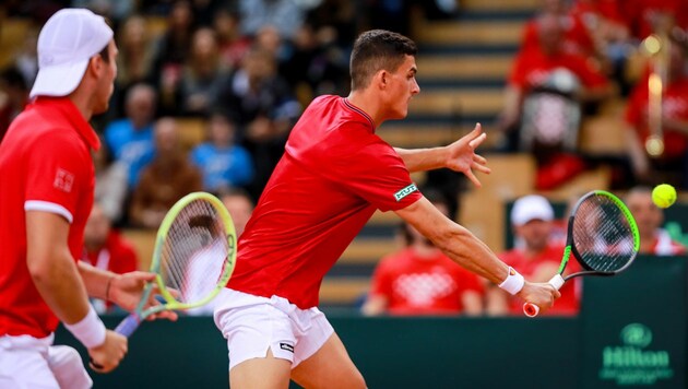 Lucas Miedler (li.) und Alex Erler hielten Österreich im Davis-Cup-Spiel. (Bild: GEPA pictures)