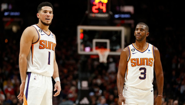 Star-Duo der Phoenix Suns: Devin Booker (l.) und Chris Paul. (Bild: APA/Getty Images via AFP/GETTY IMAGES/Steph Chambers)