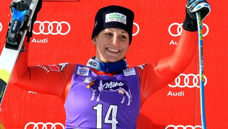 Einen Weltcupsieg feierte Elena Fanchini 2015 bei der Abfahrt in Cortina D‘Ampezzo. (Bild: AFP)