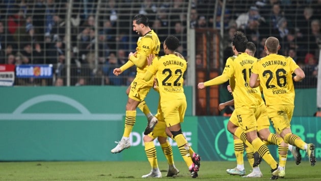 Borussia Dortmund jubeltt über das Weiterkommen (Bild: GEPA pictures)