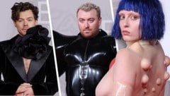 So manches Outfit sorgte bei den Brit Awards für Kopfschütteln. (Bild: Vianney Le Caer/Invision/AP/ISABEL INFANTES / AFP, Krone KREATIV)