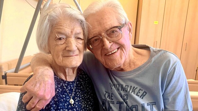 Maria Mikusch (89) und Günter Trakowanitsch (87), seit 20 Jahren zusammen. (Bild: Caritas)