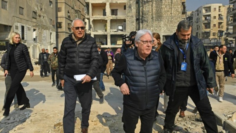 UNO-Nothilfekoordinator Martin Griffiths während eines Besuchs im syrischen Aleppo (Bild: AFP)