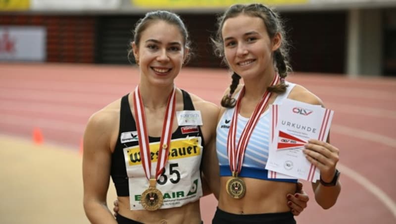 Ländle-Power: Isabel Posch (li.) holte Gold, Angelina Rupp Gold in der U20 und Bronze in der Allgemeinen. (Bild: ÖLV/Alfred Nevsimal)