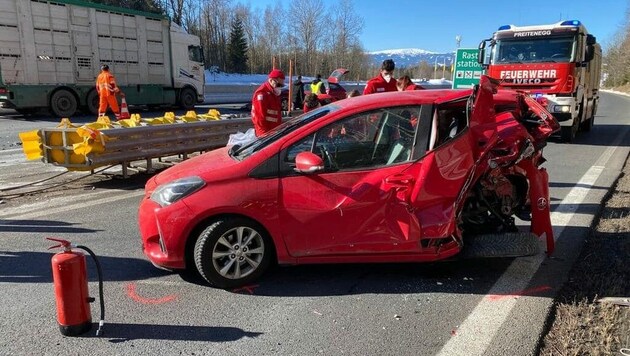 Der Unfall ereignete sich auf der Südautobahn im Bereich der Raststation Pack. (Bild: FF Preitenegg)