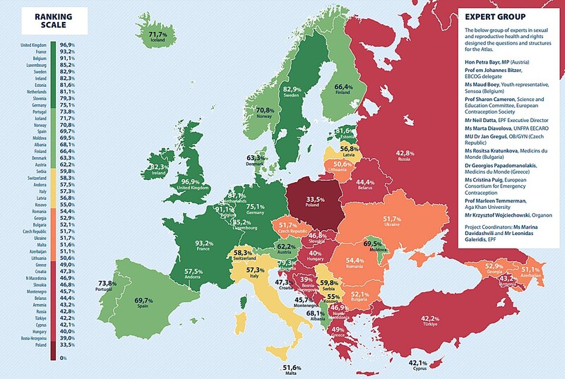 Der Verhütungsatlas soll zeigen, in welchen Ländern der Zugang zu Verhütungsmitteln, die Beratung über Empfängnisverhütung und die Online-Aufklärung am besten läuft. (Bild: European Parliamentary Forum for Sexual and Reproductive Rights)