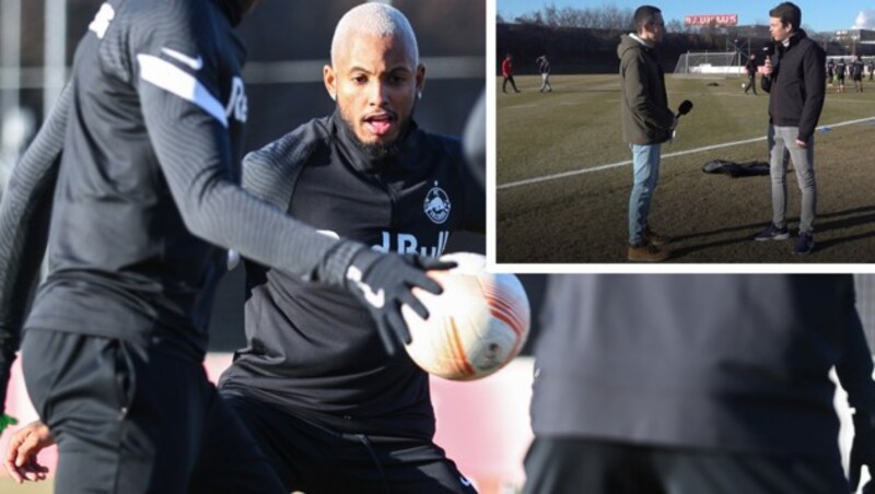 Philip Kirchtag (re.) und Mario Drexler plauderten unter anderem über Salzburgs „Rakete“ Fernando. (Bild: GEPA pictures)