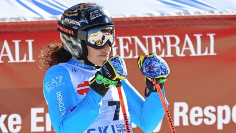 Federica Brignone jubelt über die Silbermedaille. (Bild: Birbaumer Christof)