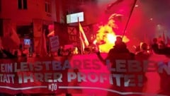 Bei der Opernball-Demo wurde auch Pyrotechnik gezündet. (Bild: krone.tv)