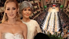 Melissa Naschenweng und Jane Fonda beim Wiener Opernball (Bild: Starpix/Alexander Tuma, Krone KREATIV)