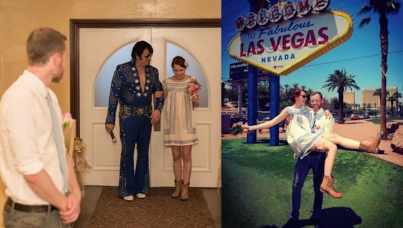 Hochzeit in Las Vegas - Kati wurde von „Elvis“ zum Altar gebracht. (Bild: Privat)