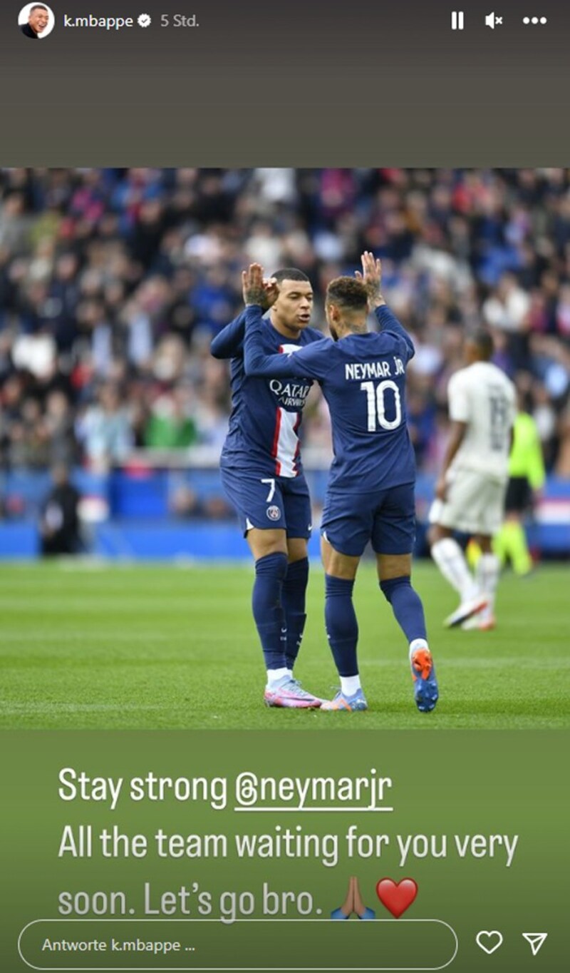 Mbappe widmet Kumpel Neymar eine aufmunternde Story. (Bild: Instagram.comk.mbappe)