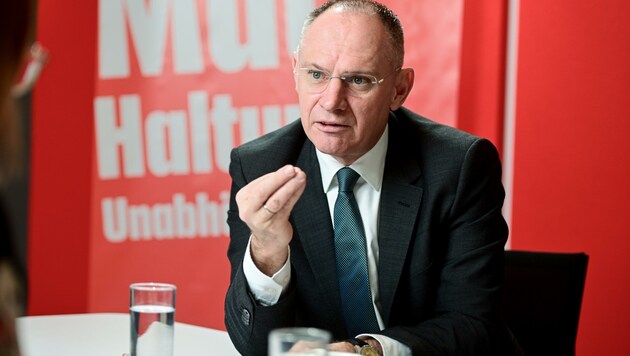 ÖVP-Innenminister Gerhard Karner im Gespräch mit der „Krone“. (Bild: Imre Antal)