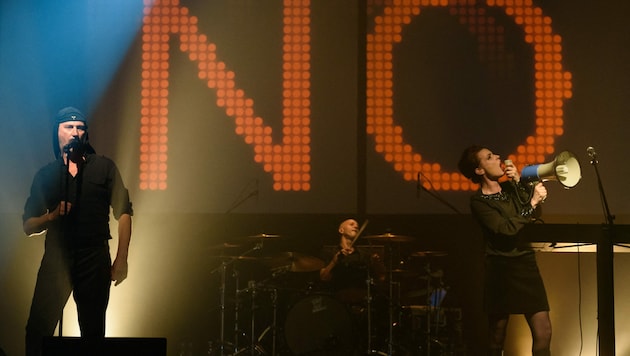 Die slowenische Band Laibach im Jahr 2015 bei einem Auftritt in Trbovlje (Bild: AFP)