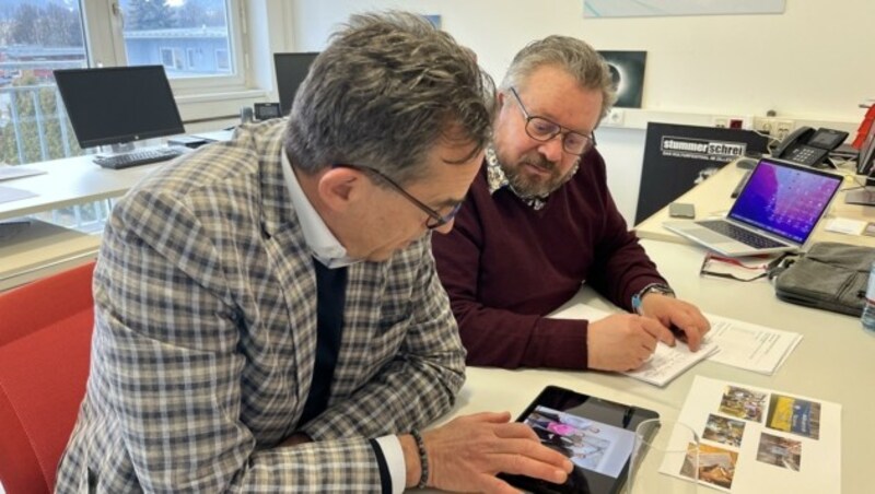 Walter Peer mit „Krone“-Redakteur Hubert Berger (re.) (Bild: Linda Parrainer)