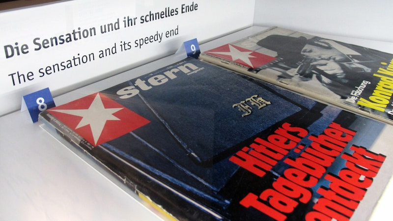 Two copies of the magazine "Stern" with the infamous cover line are in the Hamburg Police Museum. (Bild: APA/dpa/Miriam Schmidt)