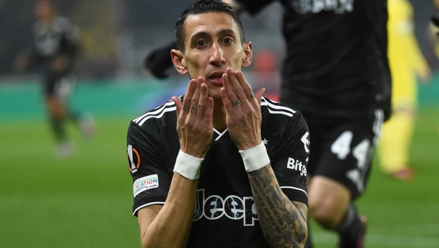 Angel Di Maria bejubelt seinen Treffer für Juventus Turin (Bild: APA/AFP/Sebastien SALOM-GOMIS)