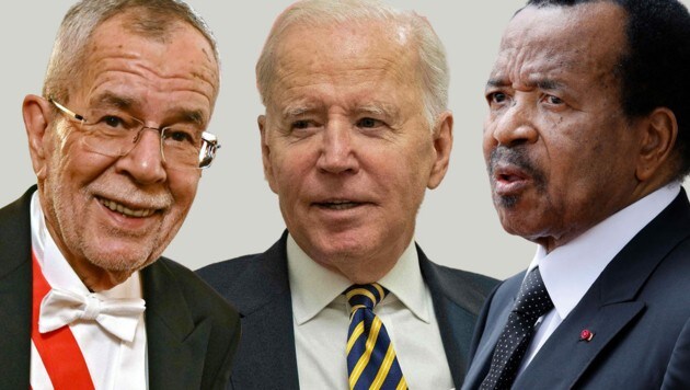 Alexander Van der Bellen (79), Joe Biden (80), Kameruns Präsident Paul Biya (90)- vergreist die Politik? (Bild: APA/Picturedesk, Krone KREATIV)