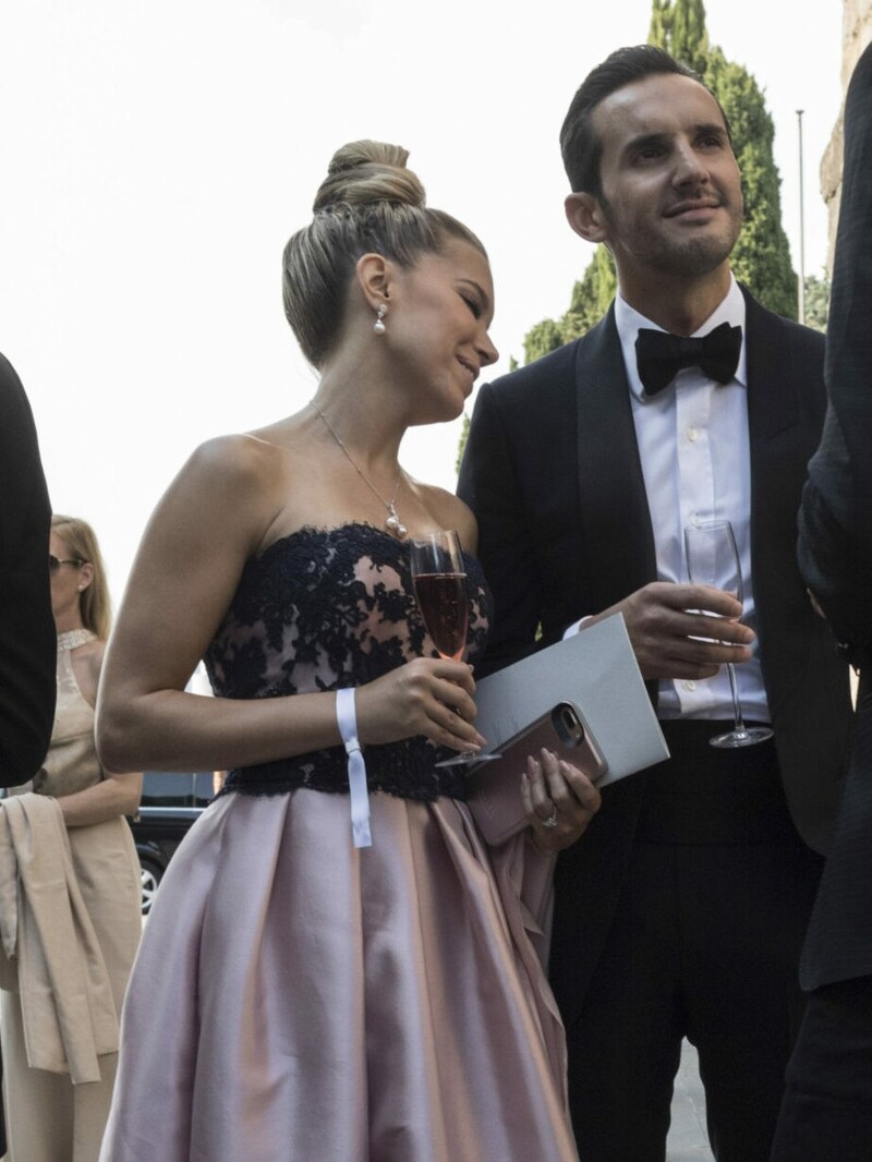 Sylvie Meis und ihr damaliger Freund Charbel Aouad bei der kirchlichen Hochzeit von Victoria Swarovski und Werner Mürz in der San Giusto Kathedrale in Triest. (Bild: Giraldi, Fabrizio / Action Press / picturedesk.com)