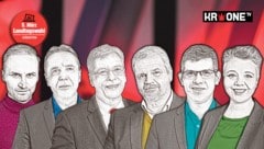 Von links nach rechts: Neos-Kandidat Janos Juvan, FPÖ-Mann Erwin Angerer, LH Peter Kaiser (SPÖ), Team Kärnten-Chef Gerhard Köfer, ÖVP-Spitzenkandidat Martin Gruber und Olga Voglauer von den Grünen stellen sich heute ab 20.15 Uhr den Fragen von PULS 24-Infochefin Corinna Milborn und „Kärntner Krone“-Chefredakteur Hannes Mößlacher. (Bild: Evelyn Hronek, Krone KREATIV)