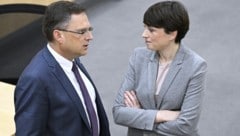 Das türkis-grüne Verhandlungsduo Sigi Maurer (Grüne) und August „Gust“ Wöginger (ÖVP) konnte wieder einen Erfolg verbuchen. (Bild: APA/ROBERT JAEGER)