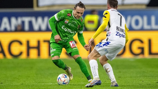 Für Goalgetter Lukas Fridrikas will Austria Lustenau Kohle sehen, falls er vor Vertragsende wechseln sollte. (Bild: APA/EXPA/REINHARD EISENBAUER)