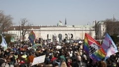 Viele junge, aber auch ältere Teilnehmer hatten sich gegen 12 Uhr in der Bundeshauptstadt eingefunden. (Bild: APA/TOBIAS STEINMAURER)