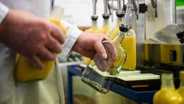 Franz Humer está actualmente probando una nueva planta de embotellado, y las botellas se tapan y etiquetan como de costumbre.  (Imagen: Markus Wenzel)