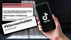 Mit „Jetzt kaufen, später bezahlen“ verlieren viele den Überblick über ihre Rechnungen. (Bild: Screenshot/klarna.com, stock.adobe.com, Krone KREATIV)