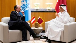 Außenminister Alexander Schallenberg und sein Amtskollege aus Katar, Sheikh Mohammed bin Abdulrahman Al-Thani (Bild: APA/BMEIA/MICHAEL GRUBER)