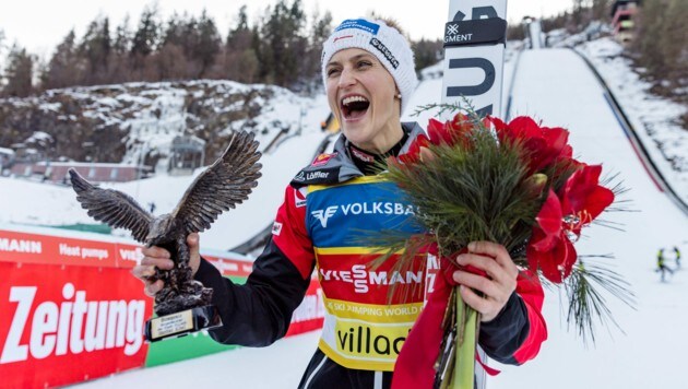 Skispringerin Eva Pinkelnig hat beide bisherigen Bewerbe in der Villacher Alpenarena gewonnen. (Bild: GEPA pictures)