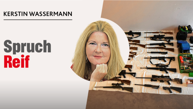 Spruchreif: Kerstin Wassermann über die Waffensammler von Kleindiex. (Bild: Krone LPD)