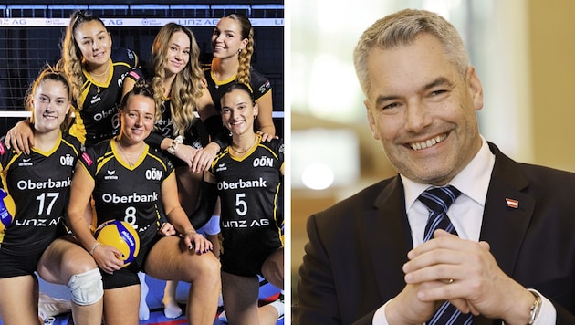 Trainiert Bundeskanzler Karl Nehammer bald mit den Steelvolleys-Girls? (Bild: Peter Tomschi Kitzmueller Xaver Krone KREATIV,)