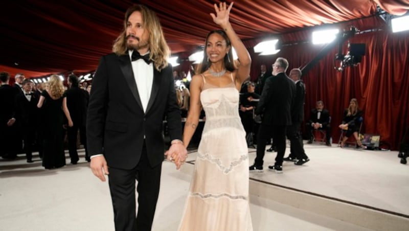 Was für ein schönes Paar: Zoe Saldana und Ehemann Marco Perego (Bild: APA/John Locher/Invision/AP)