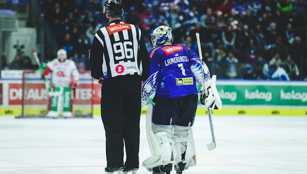 VSV-Goalie „JP“ Lamoureux kassierte schon im Match eine Spieldauer-Disziplinarstrafe. (Bild: GEPA pictures)