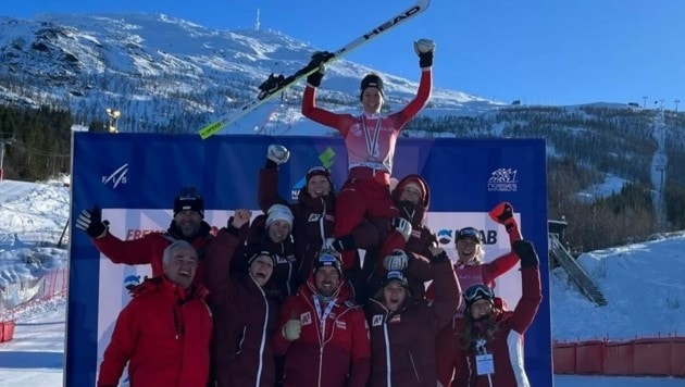 Elisabeth Kappaurer wurde im März in Narvik gefeiert, nachdem sie als Zweite der Europacup-Riesentorlaufwertung ein Weltcup-Fixticket geholt hatte. (Bild: Österreichischer Skiverband)