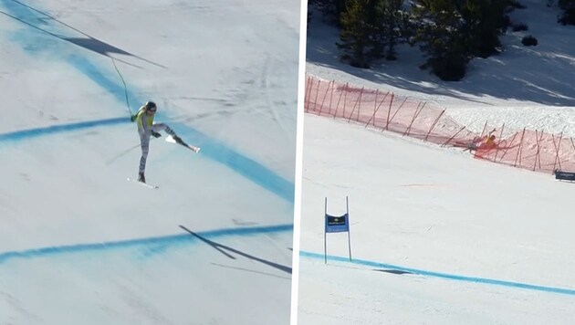 Kira Weidle hat beim Super-G am Donnerstag in Soldeu für eine Schrecksekunde gesorgt. (Bild: Screenshot ORF)