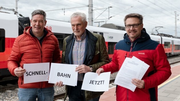 Schnellbahn statt -straße: Bobits, Krutis und Nagel (v. l.) (Bild: A.ALTMANN)