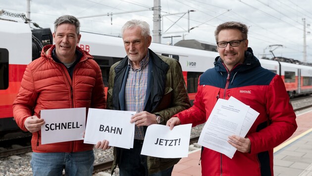 Schnellbahn statt -straße: Bobits, Krutis und Nagel (v. l.) (Bild: A.ALTMANN)