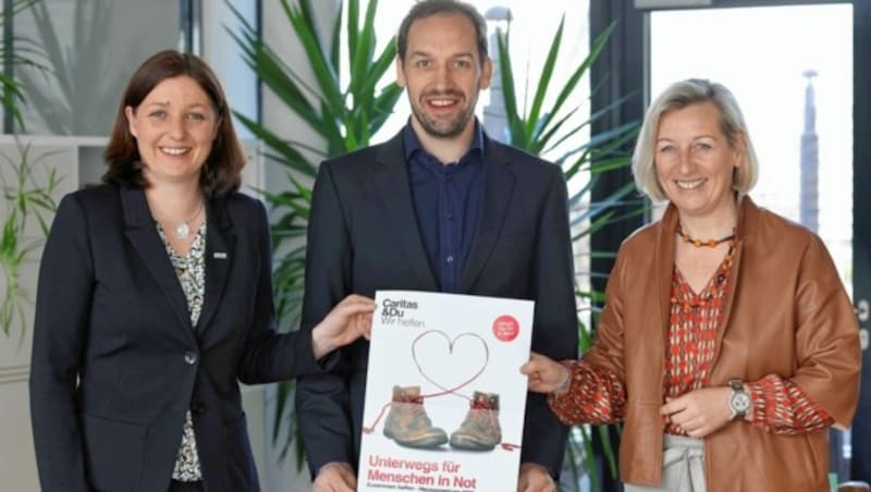 Neue Studie: Nora Tödtling-Musenbichler, Florian Brugger, Kristina Edlinger-Ploder (Caritas-Kuratorium). (Bild: Caritas/Gerd Neuhold)