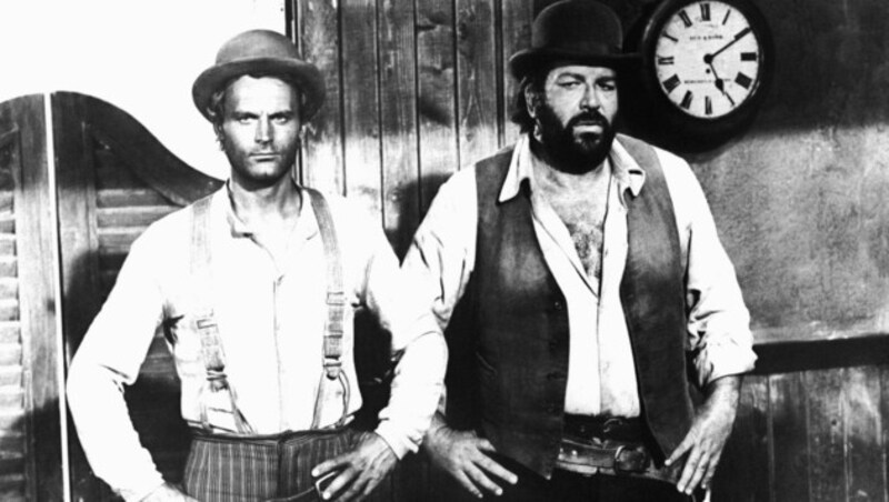 Terence Hill (l.) und Bud Spencer (r.) in dem erfolgreichen Italo-Western-Klamauk „Vier Fäuste für ein Halleluja“ (1971). (Bild: dpa)