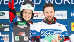 Die glücklichen Sieger: Sabine Schöffmann und Fabian Obmann (AUT) (Bild: GEPA)