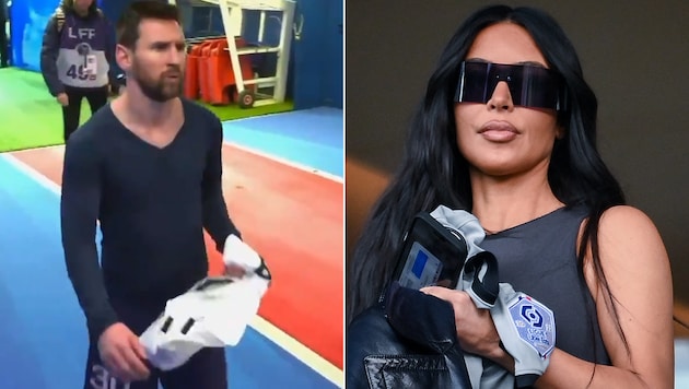 Lionel Messi düste gleich nach Schlusspfiff ab, Kim Kardashian staunte auf der Tribüne. (Bild: APA/AFP/FRANCK FIFE)