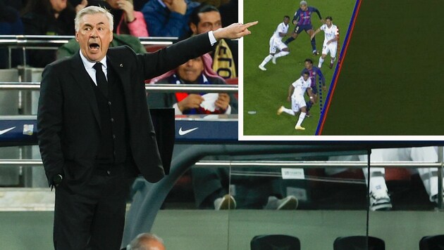 Carlo Ancelotti ärgerte sich über das Abseitstor. (Bild: AP, twitter.com/ActuFoot_)